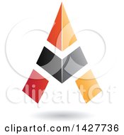 Poster, Art Print Of Triangular Black And Orange Letter A Logo Or Icon Design With A Shadow