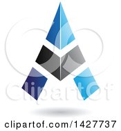 Poster, Art Print Of Triangular Blue And Black Letter A Logo Or Icon Design With A Shadow