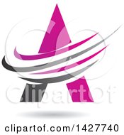 Clipart Of A Triangular Pink Letter A Logo Or Icon Design With Swooshes And A Shadow Royalty Free Vector Illustration