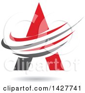 Poster, Art Print Of Triangular Red Letter A Logo Or Icon Design With Swooshes And A Shadow