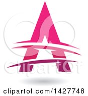 Poster, Art Print Of Triangular Purple Red And Pink Letter A Logo Or Icon Design With Lines And A Shadow