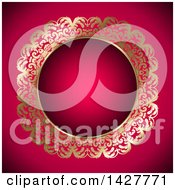 Clipart Of A Round Golden Frame On Pink Royalty Free Vector Illustration
