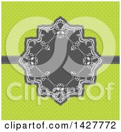 Clipart Of A Gray And White Frame Over Green Polka Dots Royalty Free Vector Illustration