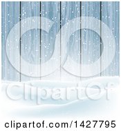Clipart Of A Background Of Snoy Hills Against Wood Royalty Free Vector Illustration
