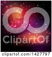 Clipart Of A Background Of Colorgul Galaxies And Sparkly Stars In The Night Sky Royalty Free Vector Illustration