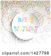 Poster, Art Print Of Happy Birthday Circle With Colorful Confetti On White