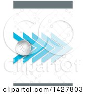 Clipart Of A Background Design With A Sphere Blue Arrows And Pattern With Gray Top And Bottom Edges Royalty Free Vector Illustration