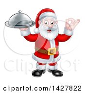 Poster, Art Print Of Christmas Santa Claus Holding A Cloche Platter And Gesturing Perfect Or Ok