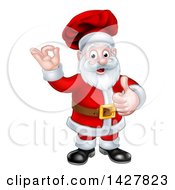Poster, Art Print Of Christmas Santa Claus Chef Giving A Thumb Up And Gesturing Perfect Or Ok