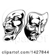 Poster, Art Print Of Black And White Comedy And Tragedy Theater Masks