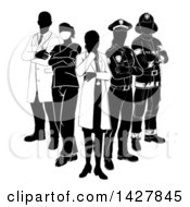 Team Of Silhouetted Emergency And Rescue Workers