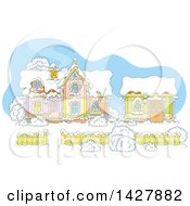Poster, Art Print Of The Cartoon House And Work Shop Of Santa Claus In A Winter Wonderland