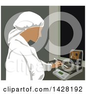 Clipart Of A Female Worker Measuring Royalty Free Vector Illustration