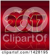 Clipart Of A Happy New Year 2017 Greeting In Red And Gold Royalty Free Vector Illustration
