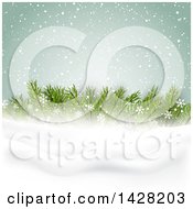 Poster, Art Print Of Christmas Background With Fir Tree Branches And Snow