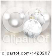 Clipart Of A Background Of Suspended 3d Star Christmas Bauble Ornaments Over Blur Royalty Free Vector Illustration