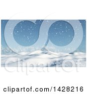 Poster, Art Print Of 3d Hilly Winter Landscape With Snow Fall And Trees