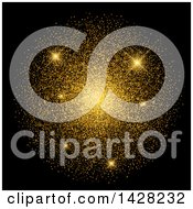 Poster, Art Print Of Background Of Sparkles And Gold Confetti On Black