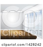 Poster, Art Print Of 3d Wooden Counter Or Table In An Empty Room