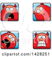 Clipart Of Scared Devil Faces Royalty Free Vector Illustration