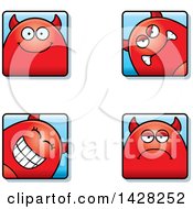 Clipart Of Devil Faces Royalty Free Vector Illustration