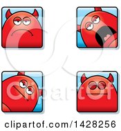 Clipart Of Calm Devil Faces Royalty Free Vector Illustration