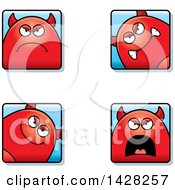 Clipart Of Angry Devil Faces Royalty Free Vector Illustration
