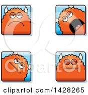 Clipart Of Calm Monster Faces Royalty Free Vector Illustration