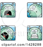 Clipart Of Scared Fish Monster Faces Royalty Free Vector Illustration