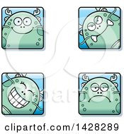 Clipart Of Fish Monster Faces Royalty Free Vector Illustration