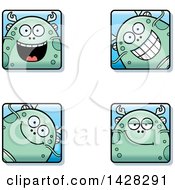 Clipart Of Happy Fish Monster Faces Royalty Free Vector Illustration