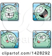 Clipart Of Goofy Fish Monster Faces Royalty Free Vector Illustration