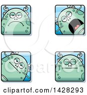 Clipart Of Calm Fish Monster Faces Royalty Free Vector Illustration by Cory Thoman