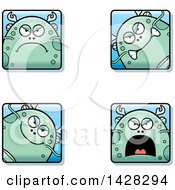 Clipart Of Mad Fish Monster Faces Royalty Free Vector Illustration