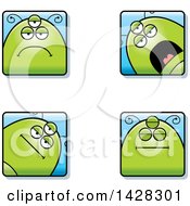 Clipart Of Four Calm Alien Faces Royalty Free Vector Illustration