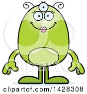 Cartoon Happy Green Female Alien