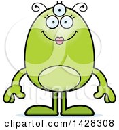 Poster, Art Print Of Cartoon Happy Green Female Alien