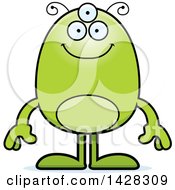Clipart Of A Cartoon Happy Green Alien Royalty Free Vector Illustration