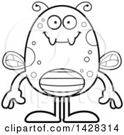 Clipart Of A Cartoon Black And White Lineart Happy Fly Royalty Free Vector Illustration
