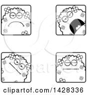 Poster, Art Print Of Black And White Lineart Calm Shrub Monster Faces