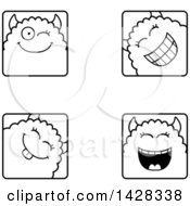 Poster, Art Print Of Black And White Lineart Winking Monster Faces