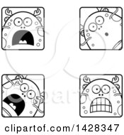 Poster, Art Print Of Black And White Lineart Scared Fish Monster Faces