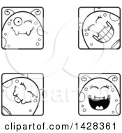 Poster, Art Print Of Black And White Lineart Winking Fly Faces