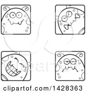 Poster, Art Print Of Black And White Lineart Fly Faces