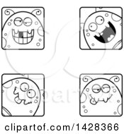 Poster, Art Print Of Black And White Lineart Goofy Fly Faces