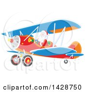 Poster, Art Print Of Christmas Santa Flying A Biplane