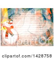 Poster, Art Print Of Watercolor Background Of A Christmas Snowman Over Ruled Paper
