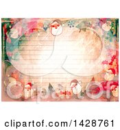 Clipart Of A Watercolor Background Of Santas Over Ruled Paper Royalty Free Illustration