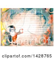 Clipart Of A Watercolor Background Of Santa Over Ruled Paper Royalty Free Illustration