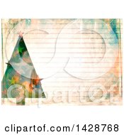 Poster, Art Print Of Watercolor Background Of A Christmas Tree Over Ruled Paper